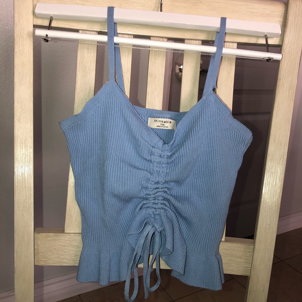 RIBBED BABY BLUE CROP TOP